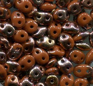 SuperDuo-Beads OPAQUE CHOCOLATE CAPRI GOLD 13600/27101