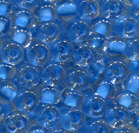 4mm Rocailles Klar mit Blaueinzug 38336