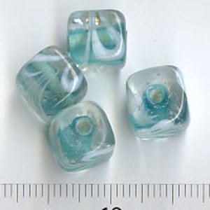 10mm Glasperlen Würfel Grünblau