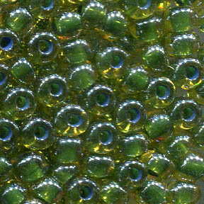 4mm Rocailles Gelb mit Grünblaueinzug  81014