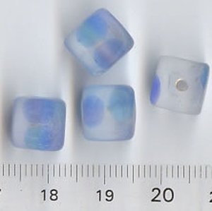 10mm ,Glasperlen Blau-Klar Matt