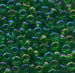 4mm Rocailles Grün-Rainbow Transparent