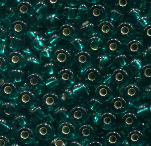 4mm Rocailles Petrol mit Silbereinzug