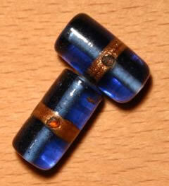 Glasperlen Tube Blau-Gold