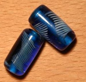 Glasperlen Tube Blau-Hellblau