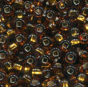 4mm Rocailles Goldbraun mit Silbereinzug 17090