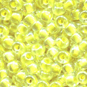 4mm Rocailles Klar mit Gelbeinzug 38886