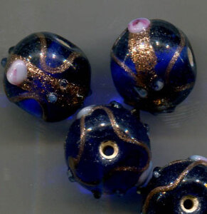 15mm Glasperlen Rund Dunkelblau