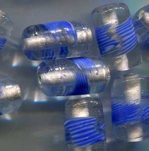 Glasperlen Tube Transparent Blau