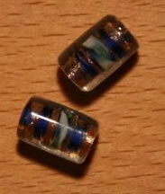 Glasperlen Tube Gold Blau