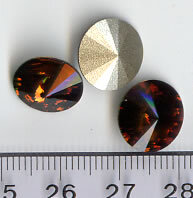 10mm Rivoli Swarovski Smoked Topaz