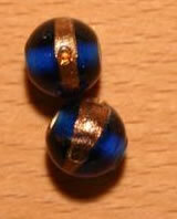 Glasperlen Rund Blau Gold