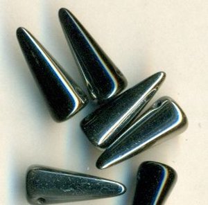 5 x 13 mm Spike-Beads Jet Halb Hematite