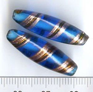 Glasperlen Blau mit Muster