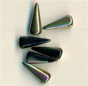 7 x 17 mm Spike-Beads Jet Vitrail