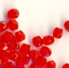 3mm Facettiert Rot Opak-Transparent-Mix