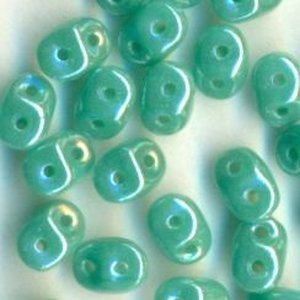 SuperDuo-Beads TURQUOISE GREEN WHITE LUSTER 63130/14400