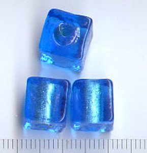 Glasperlen Würfel Blau
