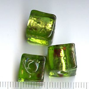 Glasperlen Würfel Grün-Bunt
