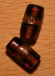 Glasperlen Tube Aubergine Gold