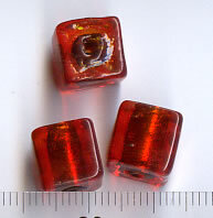 Glasperlen Würfel Rot