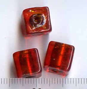 Glasperlen Würfel Rot