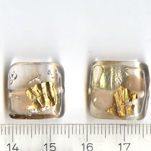 Glasperlen Quadrat Braun-Gold