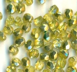 3mm Facettiert Crystal Gelbgrün Metallic