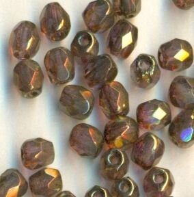 4mm Facettiert Violet mit Braun Bedampft