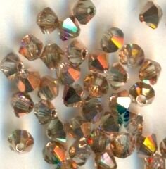 3mm Czech Crystal Doppelkegel Copperrose Bedampft