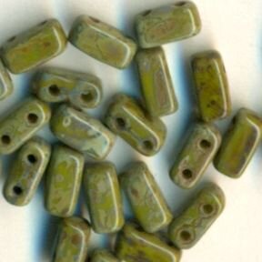 Two-Hole Bricks 3x6mm Opak Olive Picasso