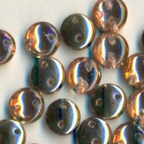 Two-Hole Lentils 6mm Crystal Apollo Gold