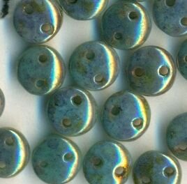 Two-Hole Lentils 6mm Turquise - Bronce Picasso