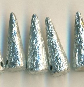 7 x 17 mm Spike-Beads komplett Silber bedampft