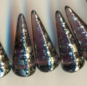 7 x 17 mm Spike-Beads Amethyst transparent Silber besprenkelt