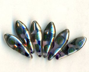 Dagger Beads Amethyst Transparent mit Peacock bedampft