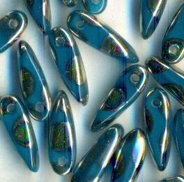Dagger Beads Opak Blau mit Peacock bedampft