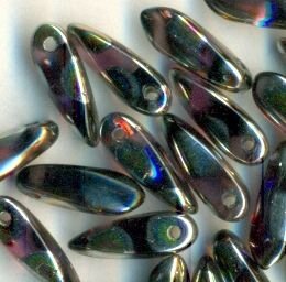 Dagger Beads Amethyst Transparent mit Peacock bedampft