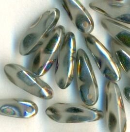 Dagger Beads Grau Transparent mit Peacock bedampft