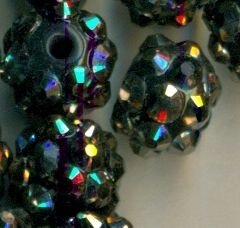 10 mm Shamballa Perlen Schwarz Silber