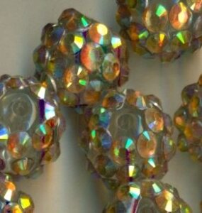 12 mm Shamballa Perlen Grau Hellgrün AB