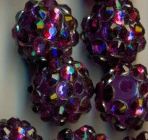 12 mm Shamballa Perlen Lila Brombeer