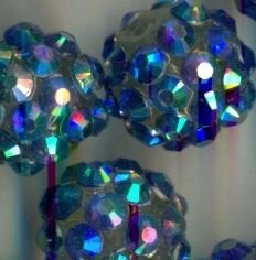 12 mm Shamballa Perlen Blau AB