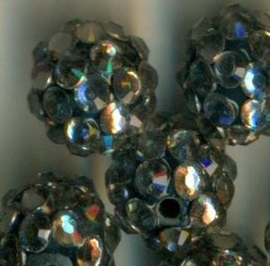 12 mm Shamballa Perlen Dunkelgrau Transparent