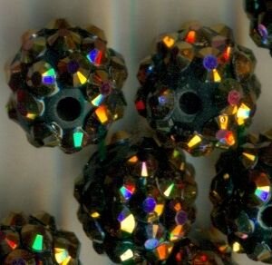 12 mm Shamballa Perlen Schwarz Gold AB