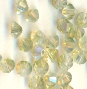 4mm Czech Crystal Doppelkegel Hellgrün AB