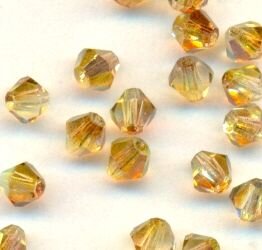 4mm Czech Crystal Doppelkegel Light Topaz AB