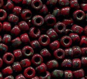 7/0, 3,5mm MATUBO Rocailles OPAQUE CORAL RED PICASSO...