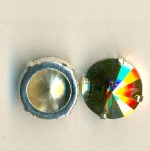14mm Swarovski Rivoli gefasst Crystal Iridescent Green