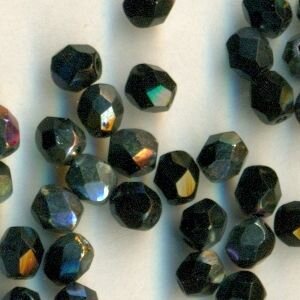 4mm Facettiert Schwarz Vitrail